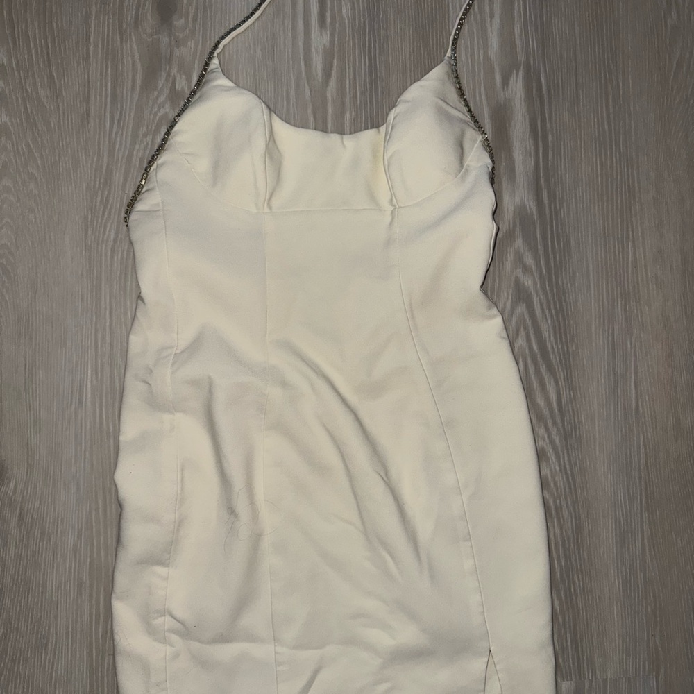 Oh Polly White Cream Dress with Sparkly Straps